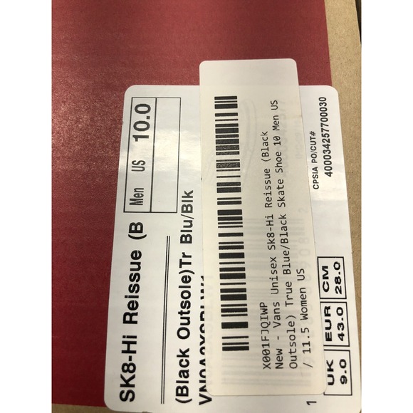 Vans Unisex Sk8-Hi True Blue Black Skate Shoe 10 Mens - Picture 9 of 9